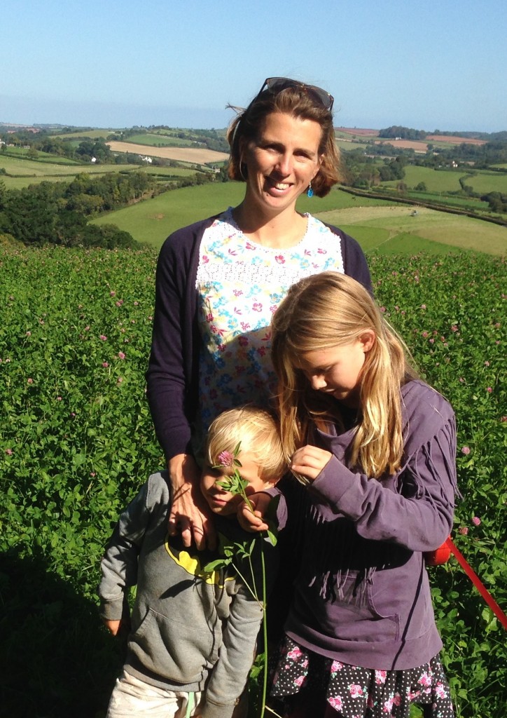 Clare Cremona and children - ready to forage