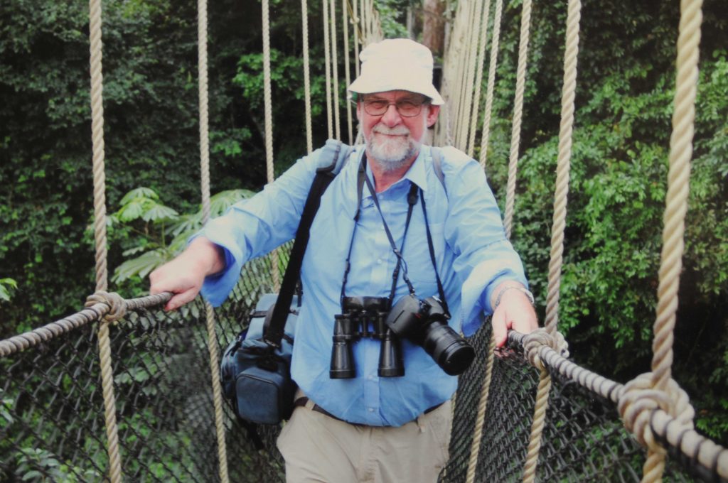 Between book writing, Michael Scott spends a lot of each year as a speaker on cruise ships - here he is exploring the Kakum National Park in Ghana.