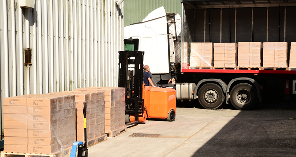 Unloading the pallets - all 47 of them!