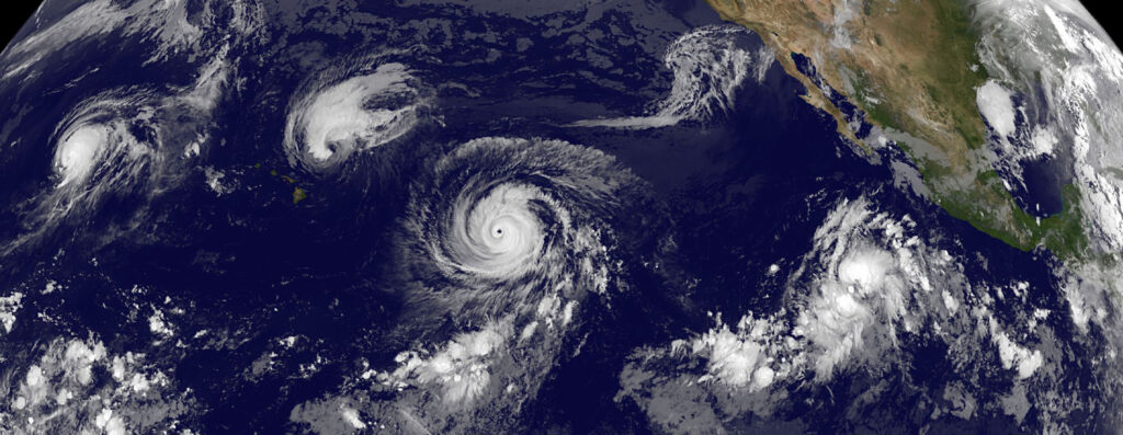 cyclone from space in the pacific ocean