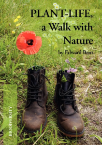Plant-Life book cover showing a photograph of a pair of brown boots stood on a grassy path with a red poppy in the left hand boot