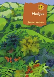 Hedges book cover showing a drawing of hedge and farmers fields.