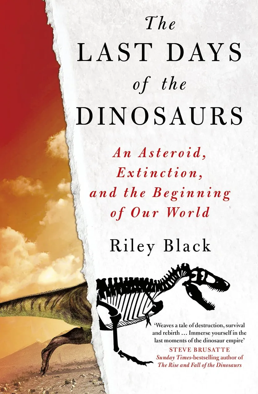 Last days of the Dinosaurs book cover showing a T-Rex skeleton.