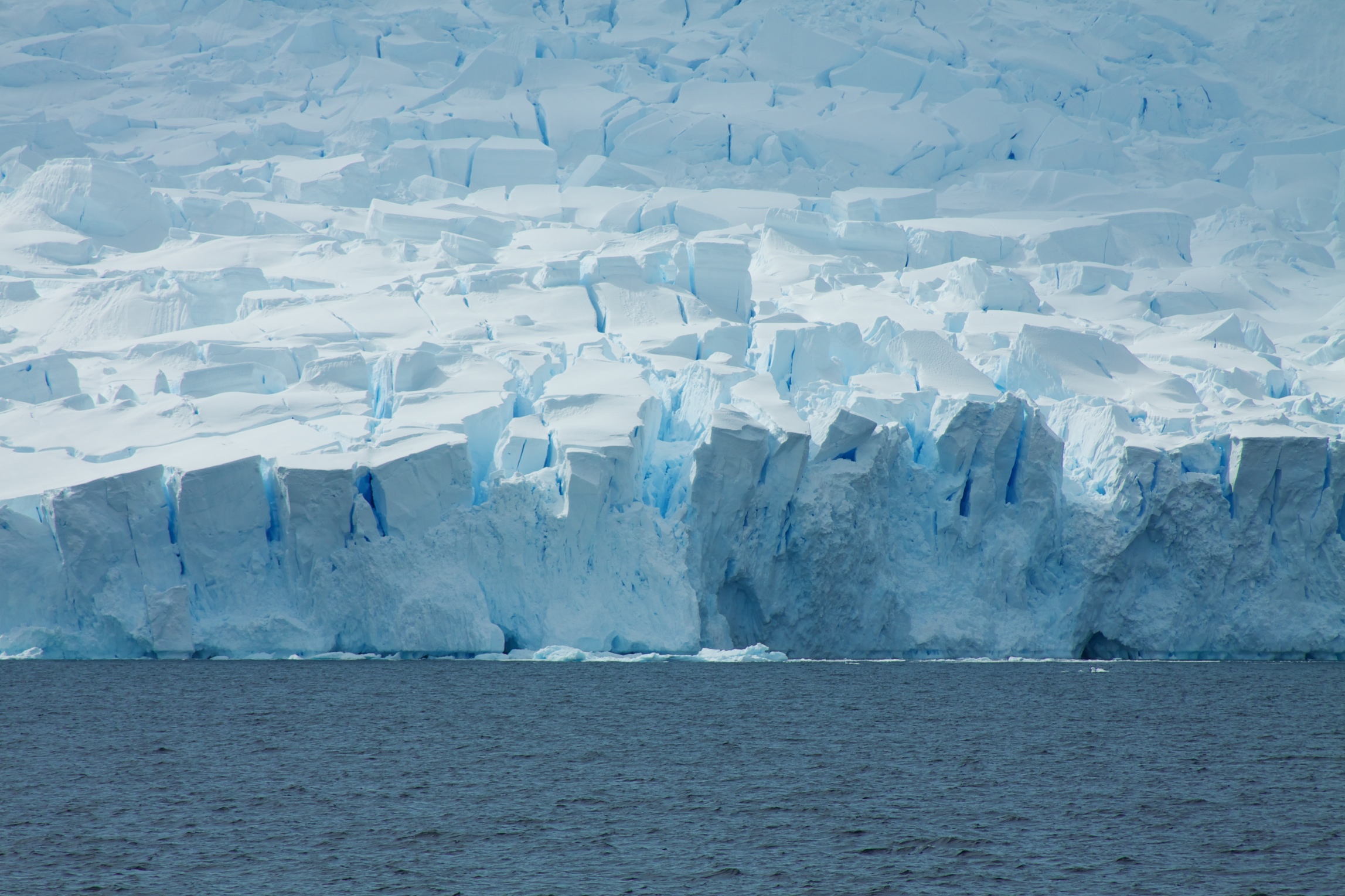 Amazing shapes and deep blue tumbled down the huge glaciers that lined the shores.