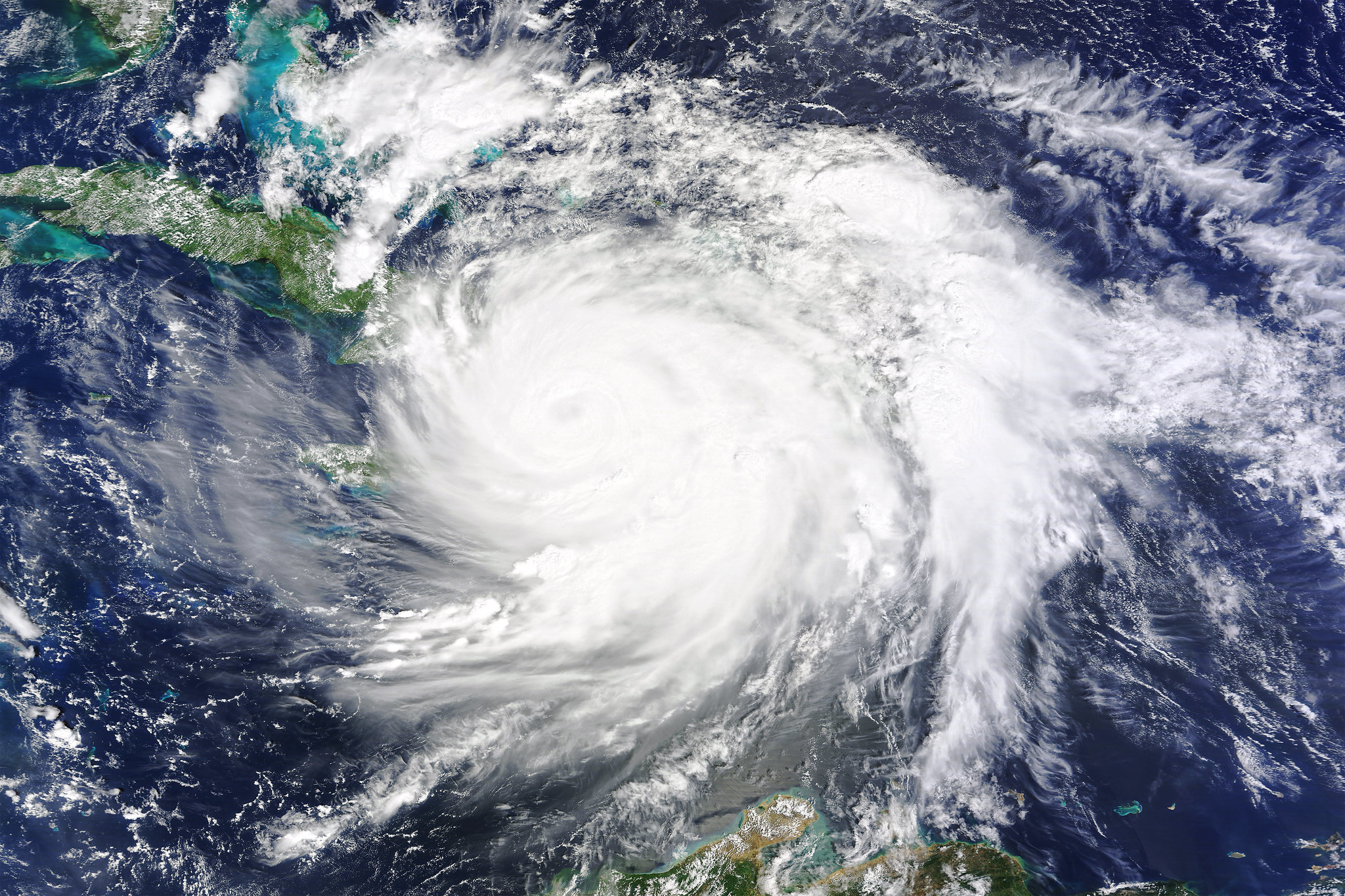 Hurricane Matthew hits Haiti aerial photograph.