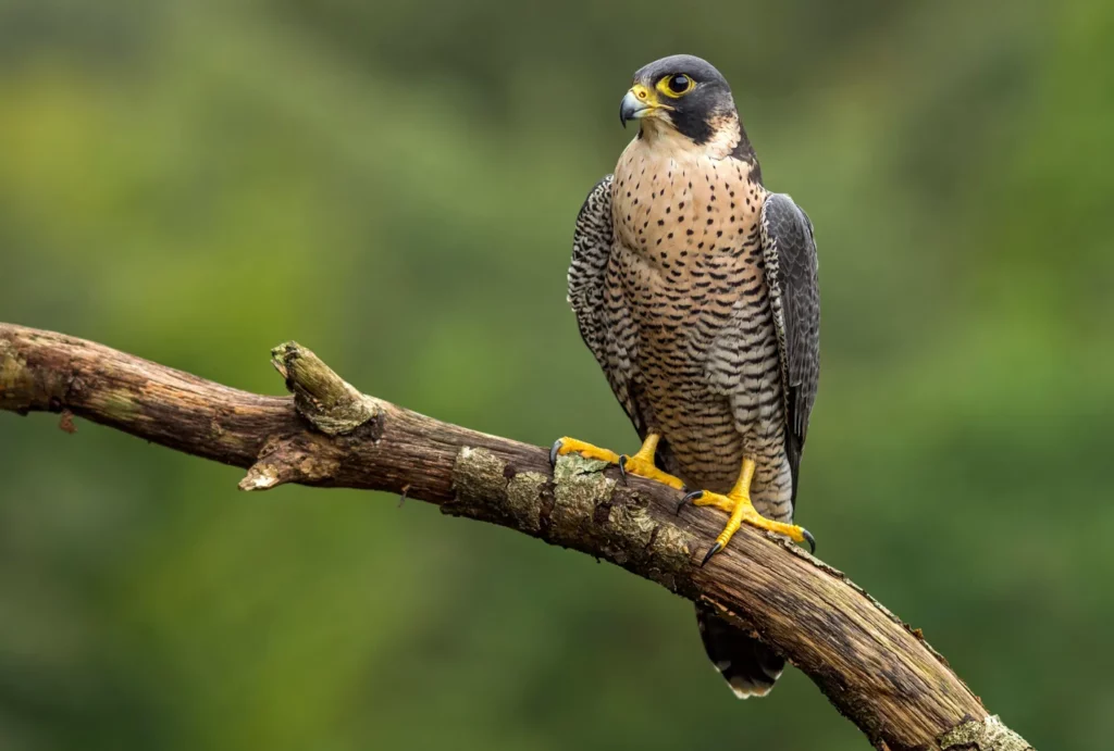 Peregrine Falcon resting on a tree branch