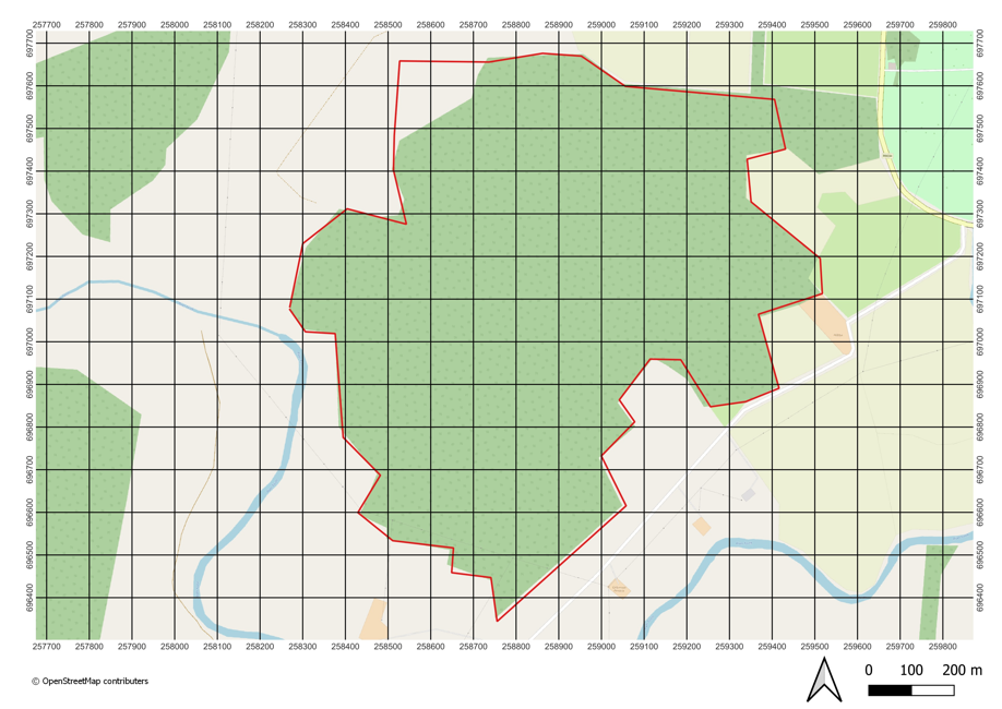 Figure 3.5 OSM map with grid.