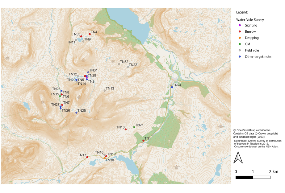 Figure 6.4 Protected Species Map from a Water Vole Survey.