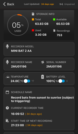 SM2 app screen after set up.