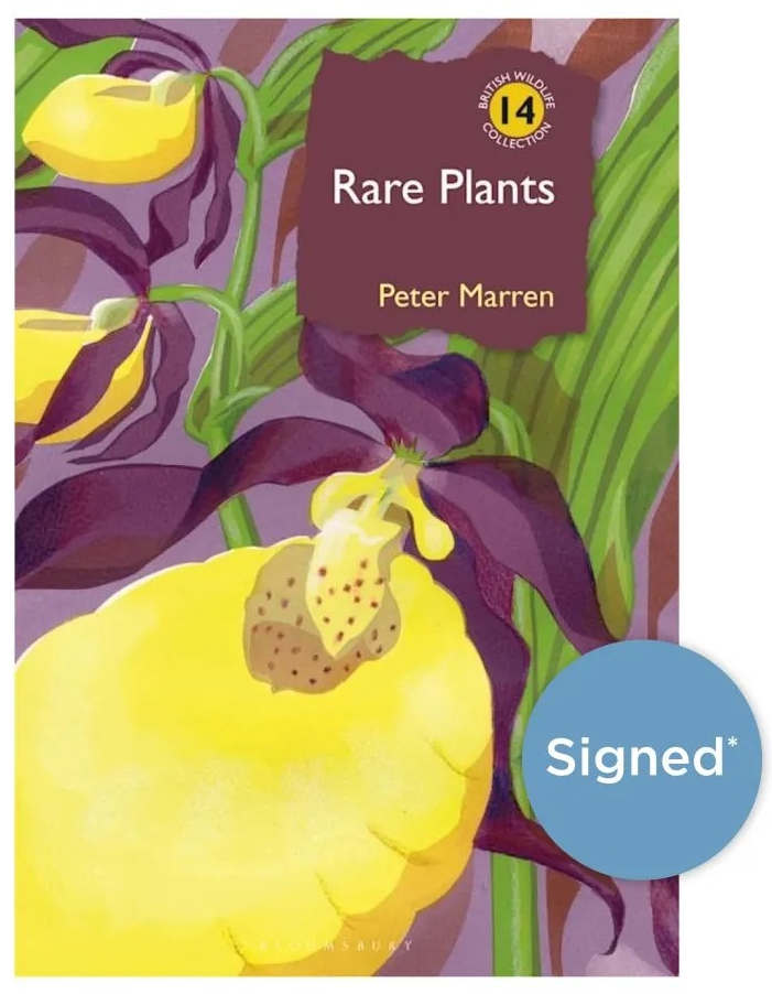 Rare plants book cover showing a yellow lino print orchid.